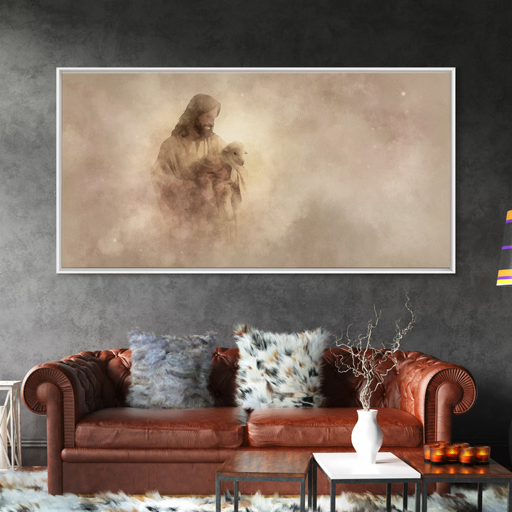 Tender Shepherd Calm | Framed Canvas Print | Christian Art Canvas | Jesus Painting | Modern Christian Art | Christian Wall Art | Christmas