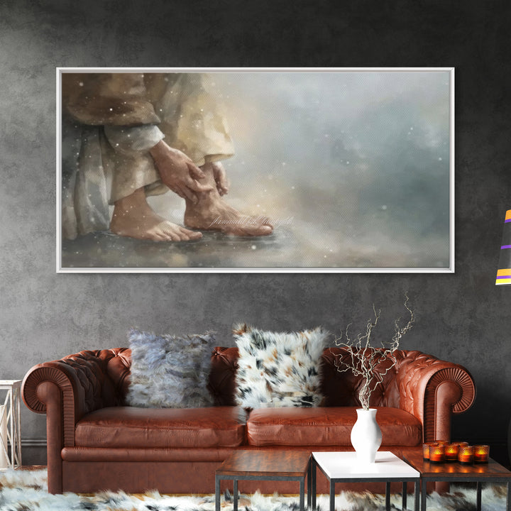 Footsteps Of Love – Framed Canvas Print – Christian Art Canvas – Christian Wall Art – Christian Decor – Modern Christian Painting – Christi