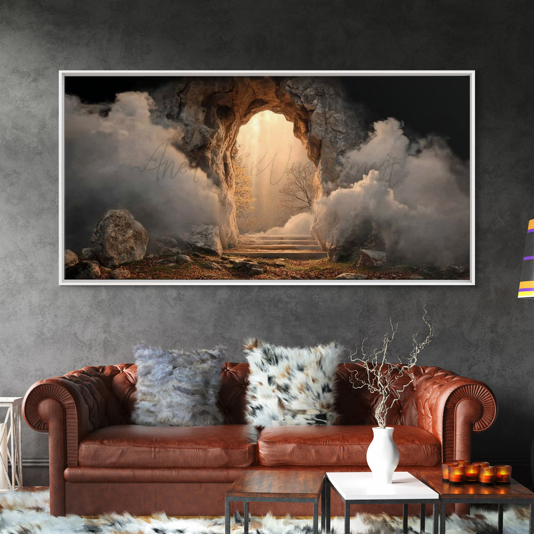 Risen Light, Framed Canvas Print, Christian Wall Art, Christian Art Canvas, Jesus Painting, Christian Christmas Art, Christian Gift