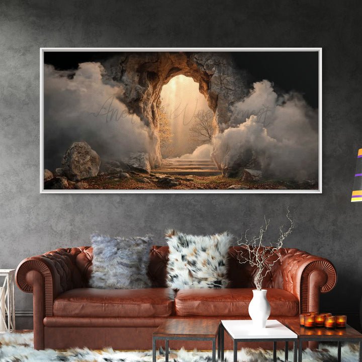 Risen Light, Framed Canvas Print, Christian Wall Art, Christian Art Canvas, Jesus Painting, Christian Christmas Art, Christian Gift