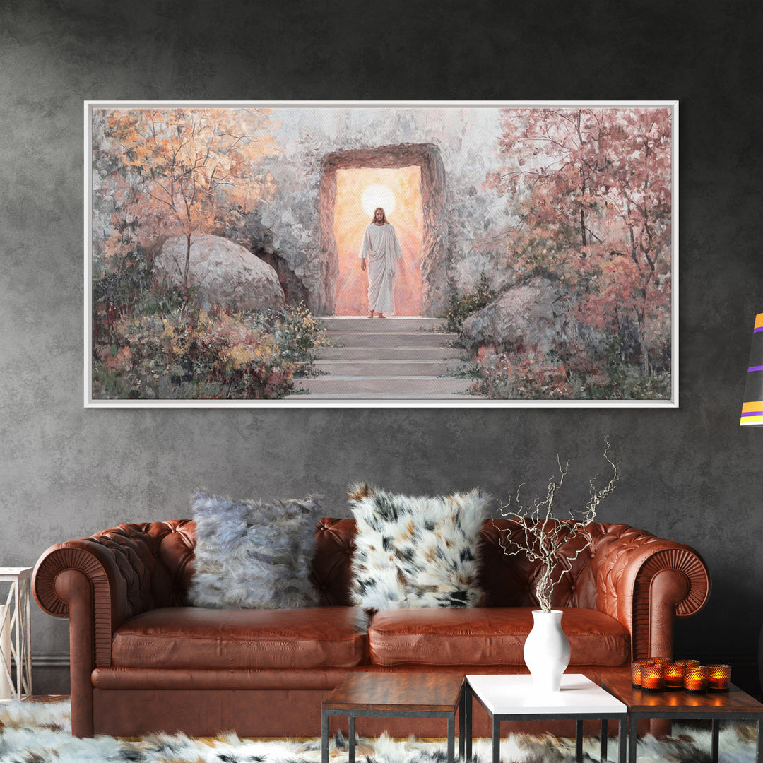Autumn Resurrection, Framed Canvas Print, Christian Wall Art, Christian Art Canvas, Jesus Painting, Large Christian Art, Christian Christma