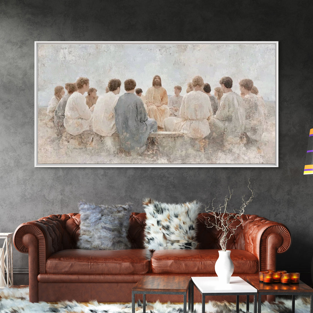 Mountain Sermon – Framed Canvas Print – Christian Art Canvas – Christian Wall Art – Jesus Painting – Christian Gift Ideas – Christian Art