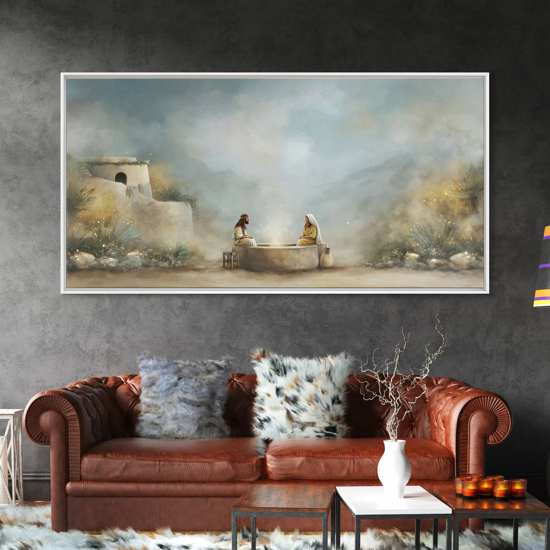 Desert Well Light | Framed Canvas Print | Christian Art Canvas | Jesus Painting | Modern Christian Art | Christian Wall Art | Christian Gif