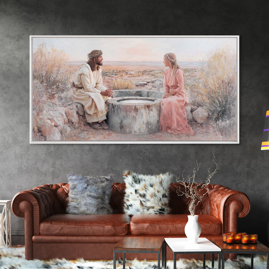 Desert Conversation, Framed Canvas Print, Christian Art Canvas, Modern Christian Art, Jesus Painting, Christian Wall Art, Christian Gift Id