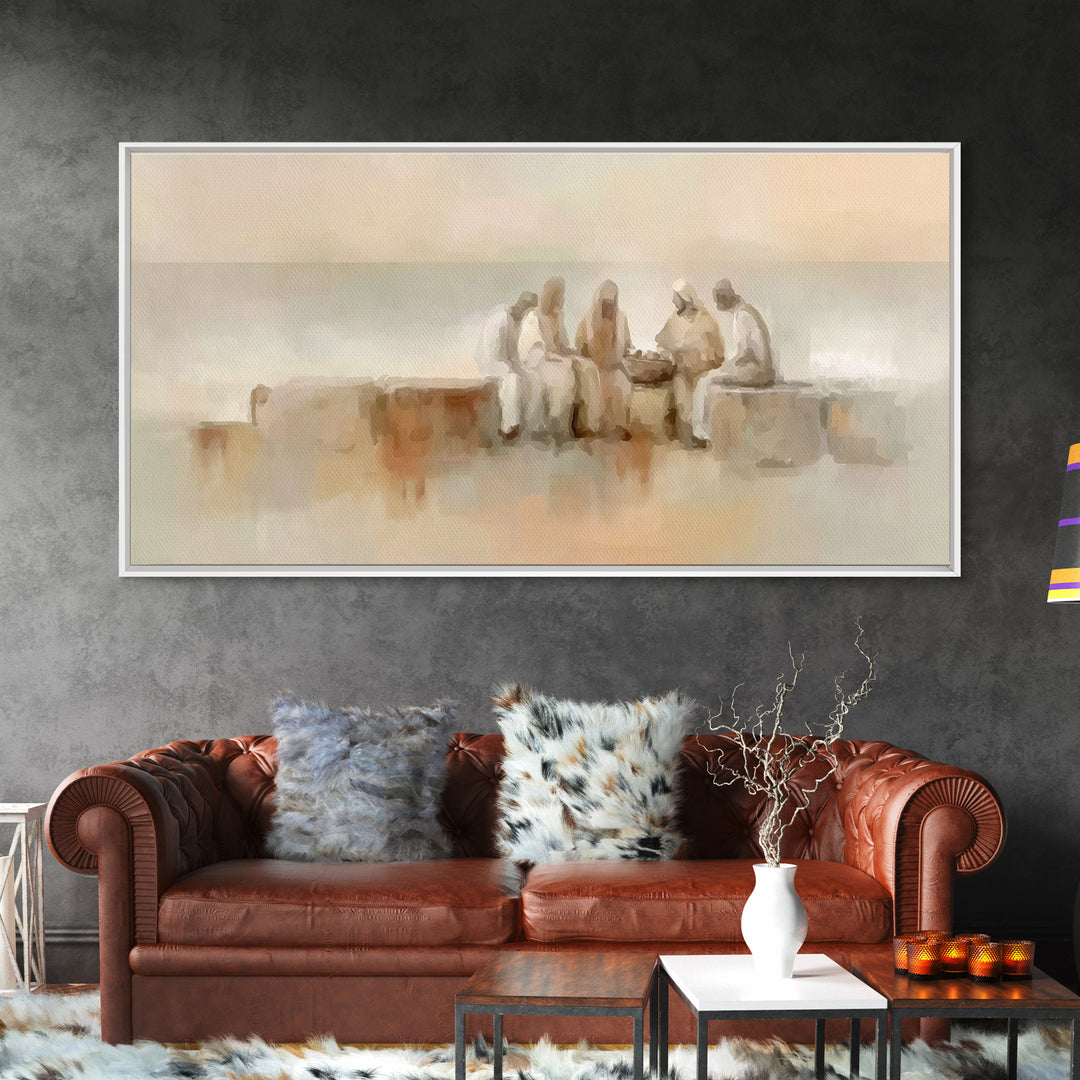 Gathered In Faith | Framed Canvas Print | Christian Art Canvas | Christian Painting | Subtle Christian Art | Christian Wall Art | Christian