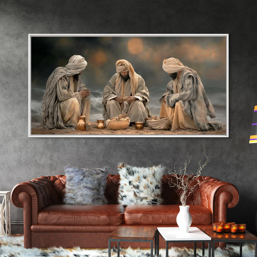 Bread Of Fellowship, Framed Canvas Print, Christian Wall Art, Christian Art Canvas, Moody Christian Art, Jesus Painting, Christian Gift Ide