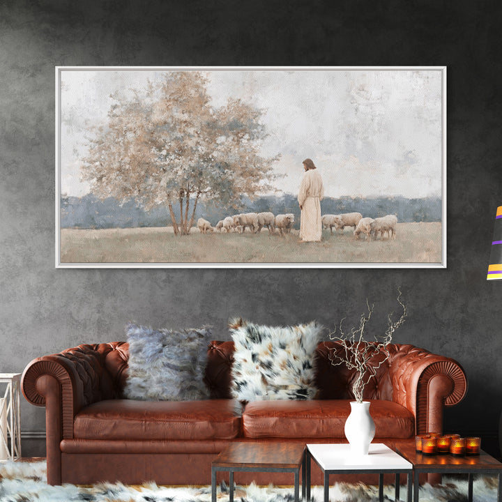 Springtime Shepherd | Framed Canvas Print | Christian Wall Art | Christian Art Canvas | Jesus Painting | Subtle Christian Art | Christian G