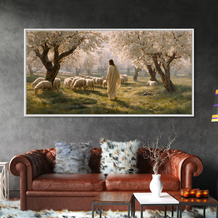 Pastoral Bloom, Framed Canvas Print, Christian Art Canvas, Christian Painting, Large Jesus Painting, Christian Wall Art, Christian Gift Ide