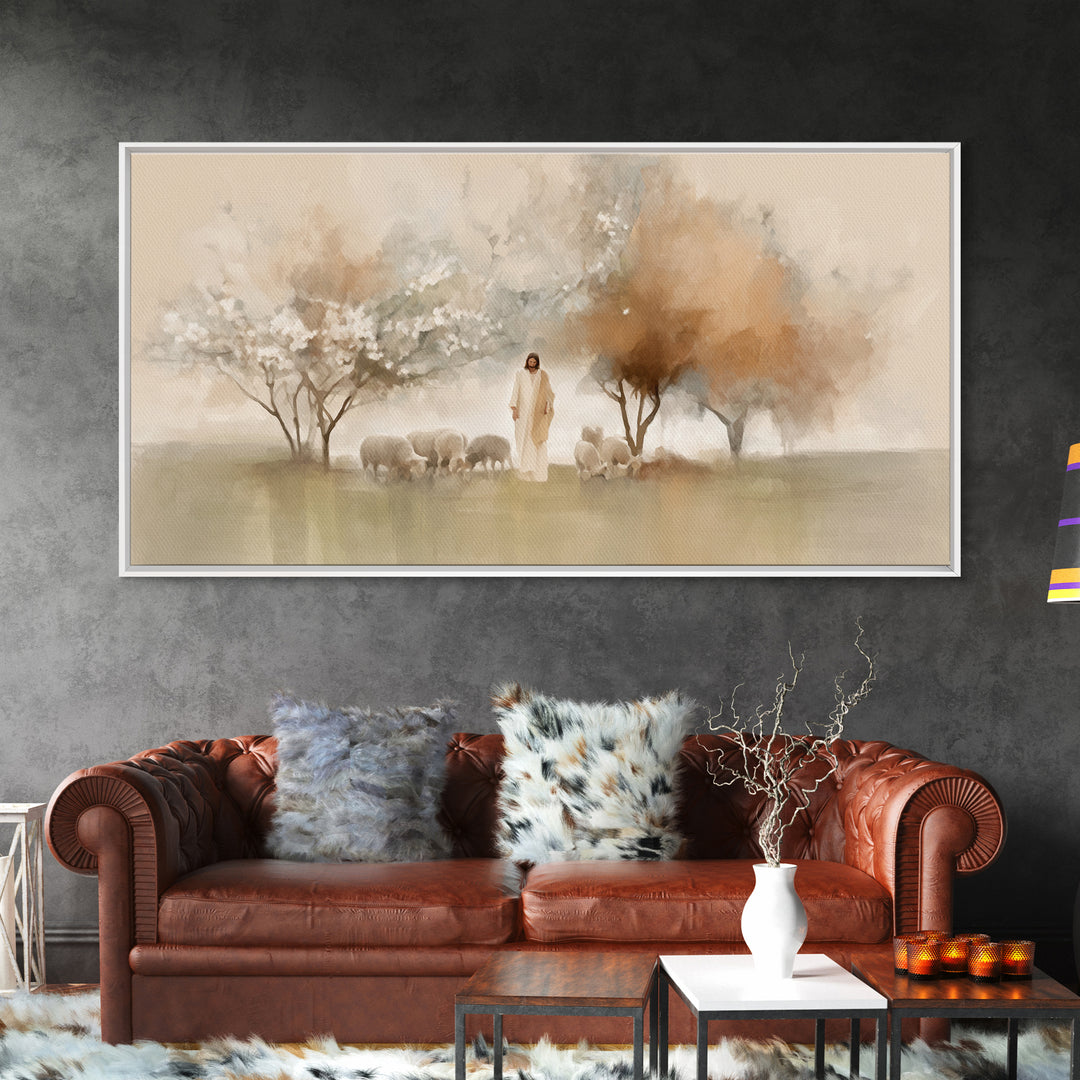 Garden Shepherd – Framed Canvas Print – Christian Wall Art – Jesus Painting – Christian Art Canvas – Modern Christian Painting – Christian