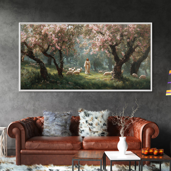 Morning Orchard Light | Framed Canvas Print | Christian Art Canvas | Jesus Painting | Christian Wall Art | Minimalist Christian Art | Chris