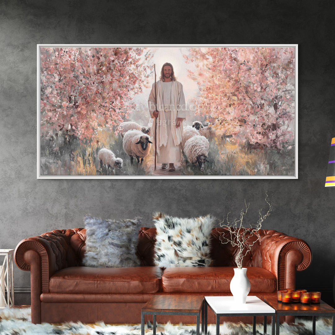 Radiant Shepherd, Framed Canvas Print, Christian Wall Art, Jesus Painting, Christian Art Canvas, Modern Christian Art, Christian Decor