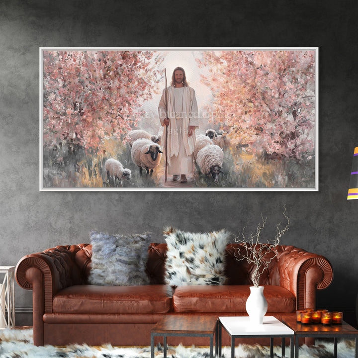 Radiant Shepherd, Framed Canvas Print, Christian Wall Art, Jesus Painting, Christian Art Canvas, Modern Christian Art, Christian Decor