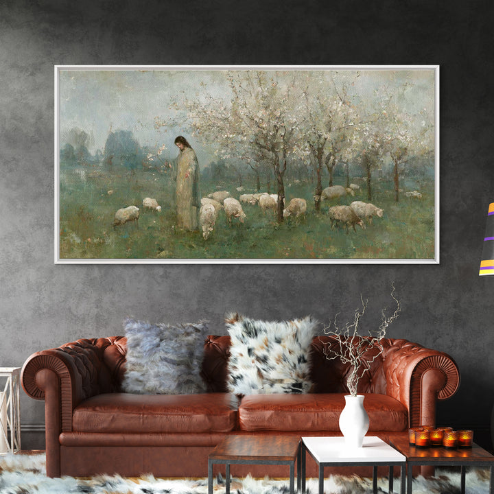 Morning Pasture Blessing – Framed Canvas Print – Christian Wall Art – Jesus Canvas Art – Christian Decoration – Christmas Art – Christian A
