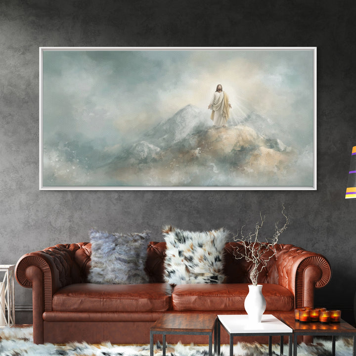 Light Upon The Mountain – Framed Canvas Print – Christian Art Print – Jesus Painting – Christian Christmas Art – Modern Christian Art – Chr