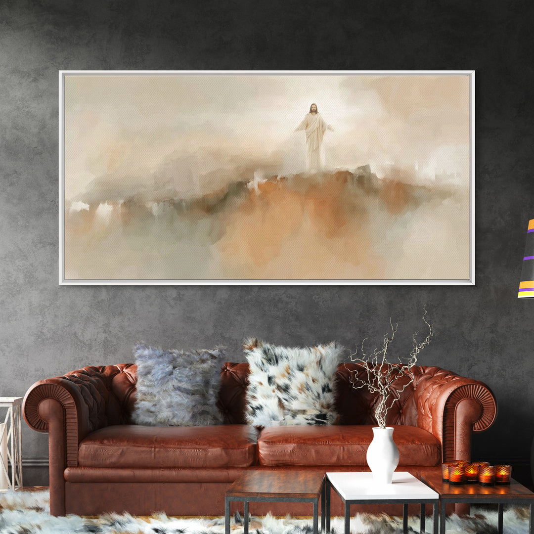 Radiance Of The Savior – Framed Canvas Print – Christian Wall Art – Large Jesus Painting – Christian Christmas Decor – Christian Art Canvas