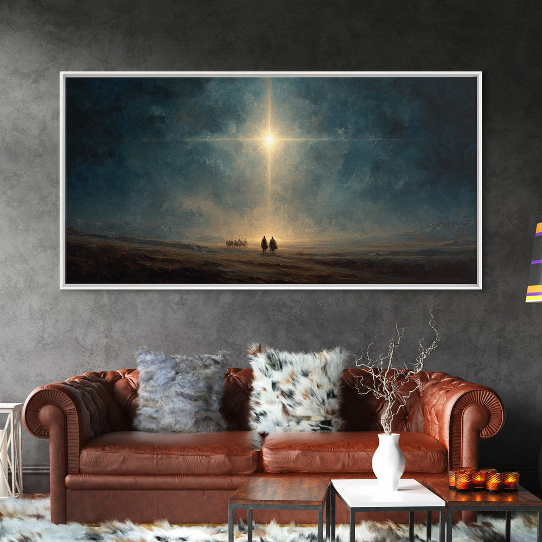 Night Of Glory – Framed Canvas Print – Christian Christmas Art – Christian Wall Art – Christian Art Canvas – Moody Christmas Art – Jesus Pa