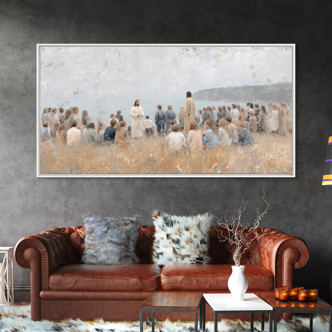 Shore Of Promise – Framed Canvas Print – Jesus Painting – Christian Wall Art – Christian Art Canvas – Minimalist Christian Art – Christian