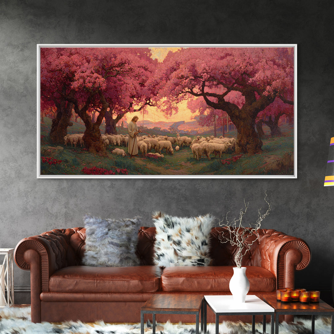 Shepherd’s Promise – Framed Canvas Print – Christian Art Canvas – Christian Wall Art – Large Jesus Painting – Christian Painting – Christia