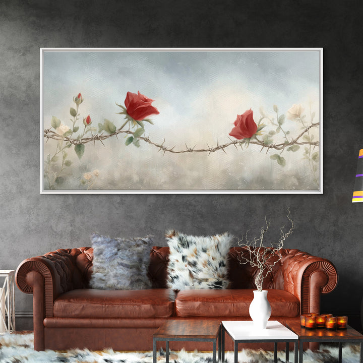 Roses Of Mercy | Framed Canvas Print | Christian Wall Art | Christian Art Canvas | Subtle Christian Art | Modern Christian Art | Christian