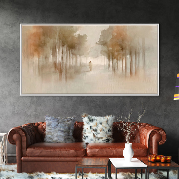 Quiet Footsteps – Framed Canvas Print – Christian Art Print – Christian Wall Art – Minimalist Christian Art – Jesus Painting – Christian Ar