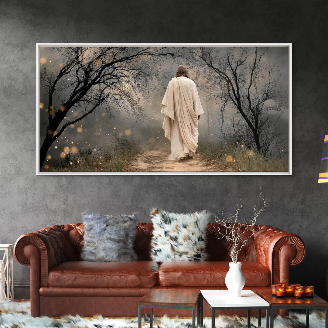 The Misty Path - Framed Canvas Print - Christian Wall Art - Christian Art Canvas - Jesus Painting - Christian Christmas Art