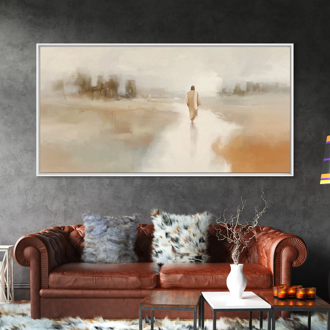 Silent Dawn Journey – Framed Canvas Print – Christian Art Canvas – Christian Wall Art – Jesus Painting – Christian Gift