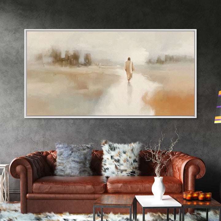 Silent Dawn Journey – Framed Canvas Print – Christian Art Canvas – Christian Wall Art – Jesus Painting – Christian Gift