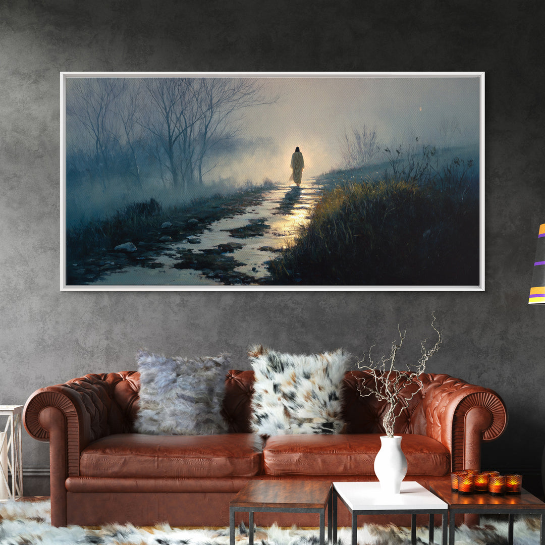 Winter’s Gentle Way, Framed Canvas Print, Christian Art Canvas, Christian Wall Art, Jesus Painting, Christian Art Gift