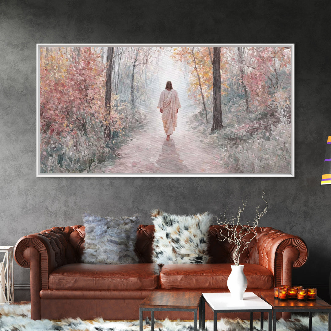 Soft Heavenly Road | Framed Canvas Print | Christian Art Canvas | Jesus Painting | Christian Wall Art | Christian Decor