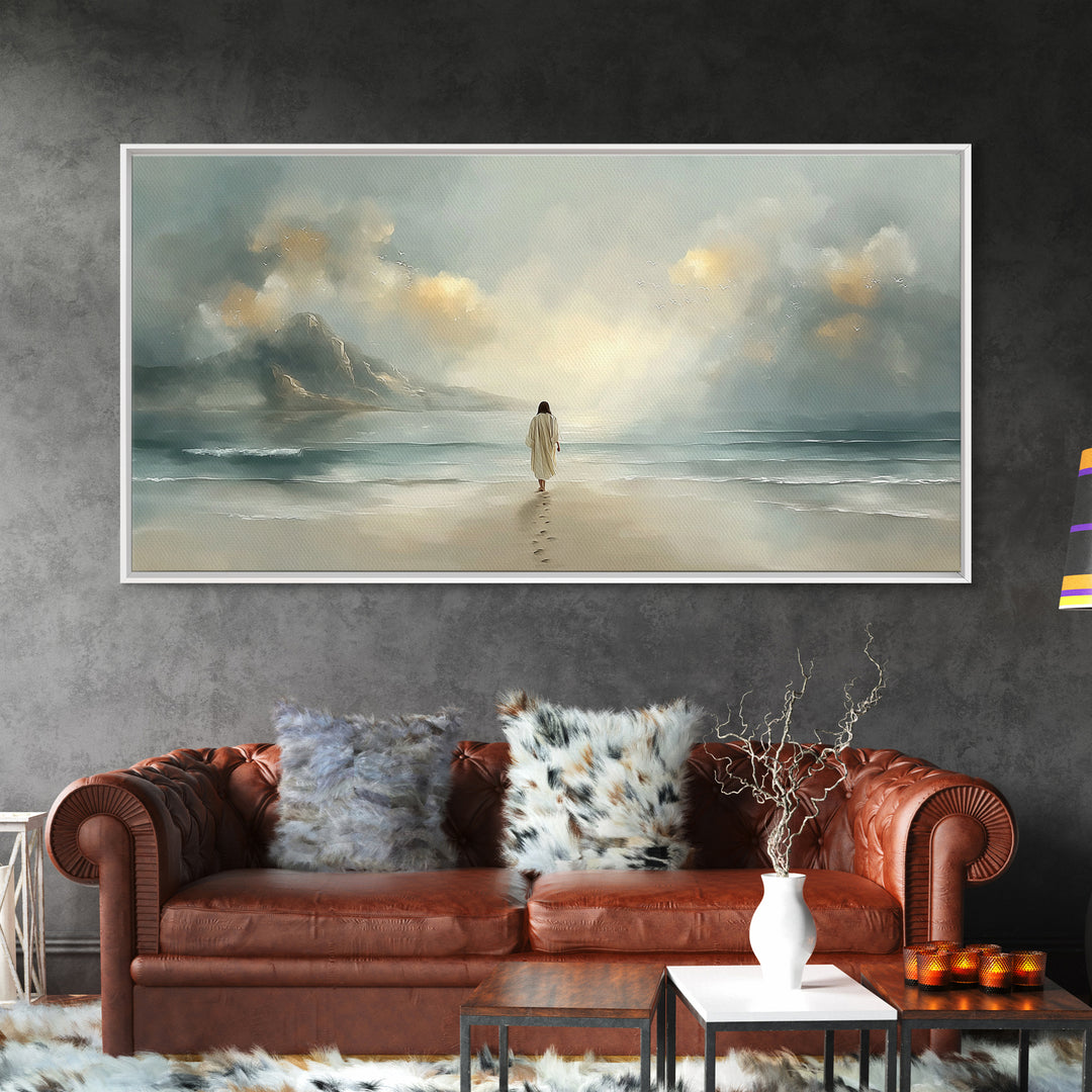 Heavenly Shore – Framed Canvas Print – Christian Christmas Art – Christian Art Canvas – Jesus Painting – Christian Wall Art – Large Christi