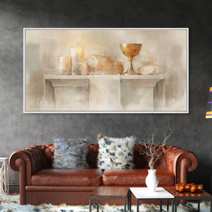 Golden Chalice Light | Framed Canvas Print | Christian Art Canvas | Christian Wall Art | Minimalist Christian Art | Christian Decor | Chris