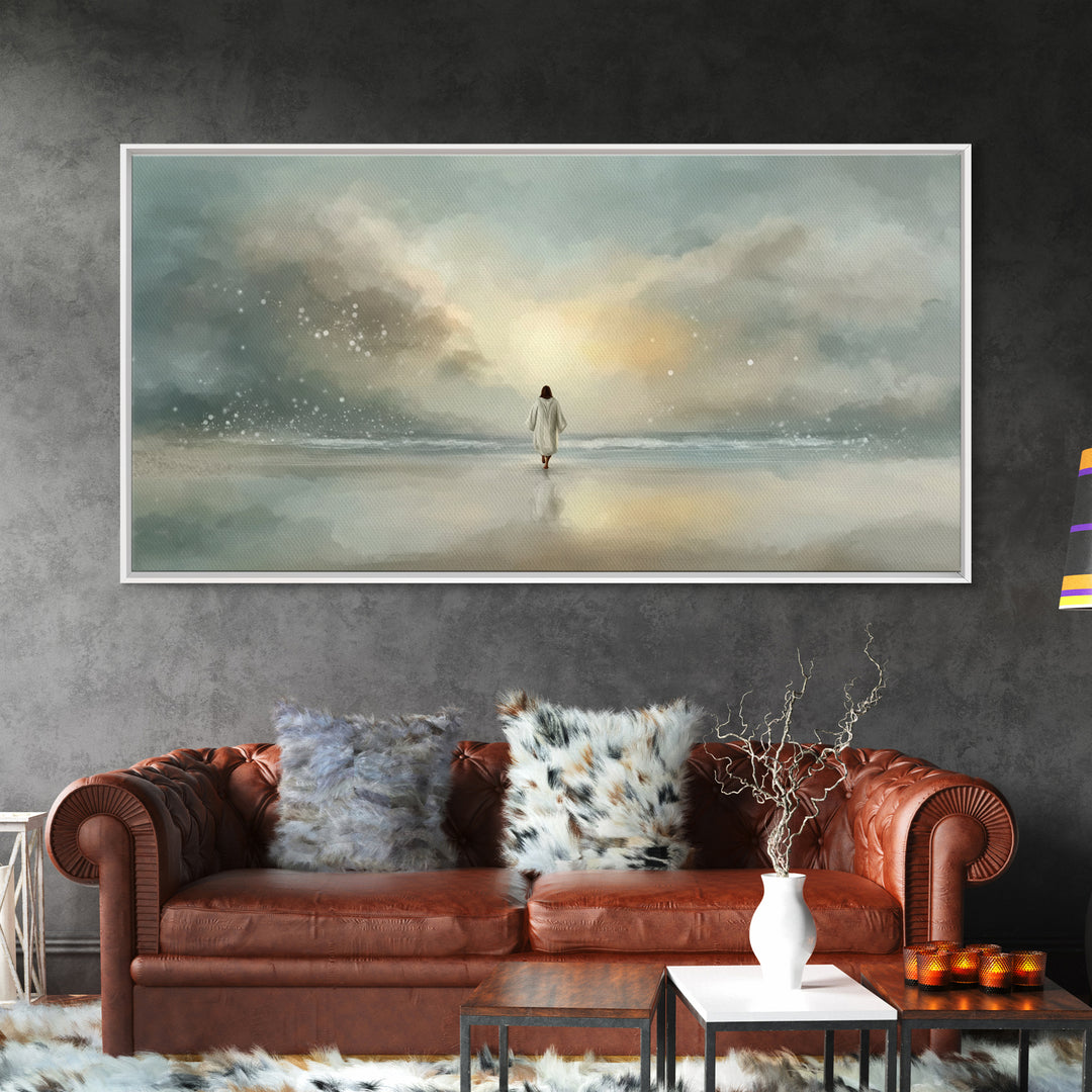 Heaven’s Glow – Framed Canvas Print – Christian Wall Art – Jesus Painting – Christian Art Canvas – Modern Christian Art – Christmas Art Pri