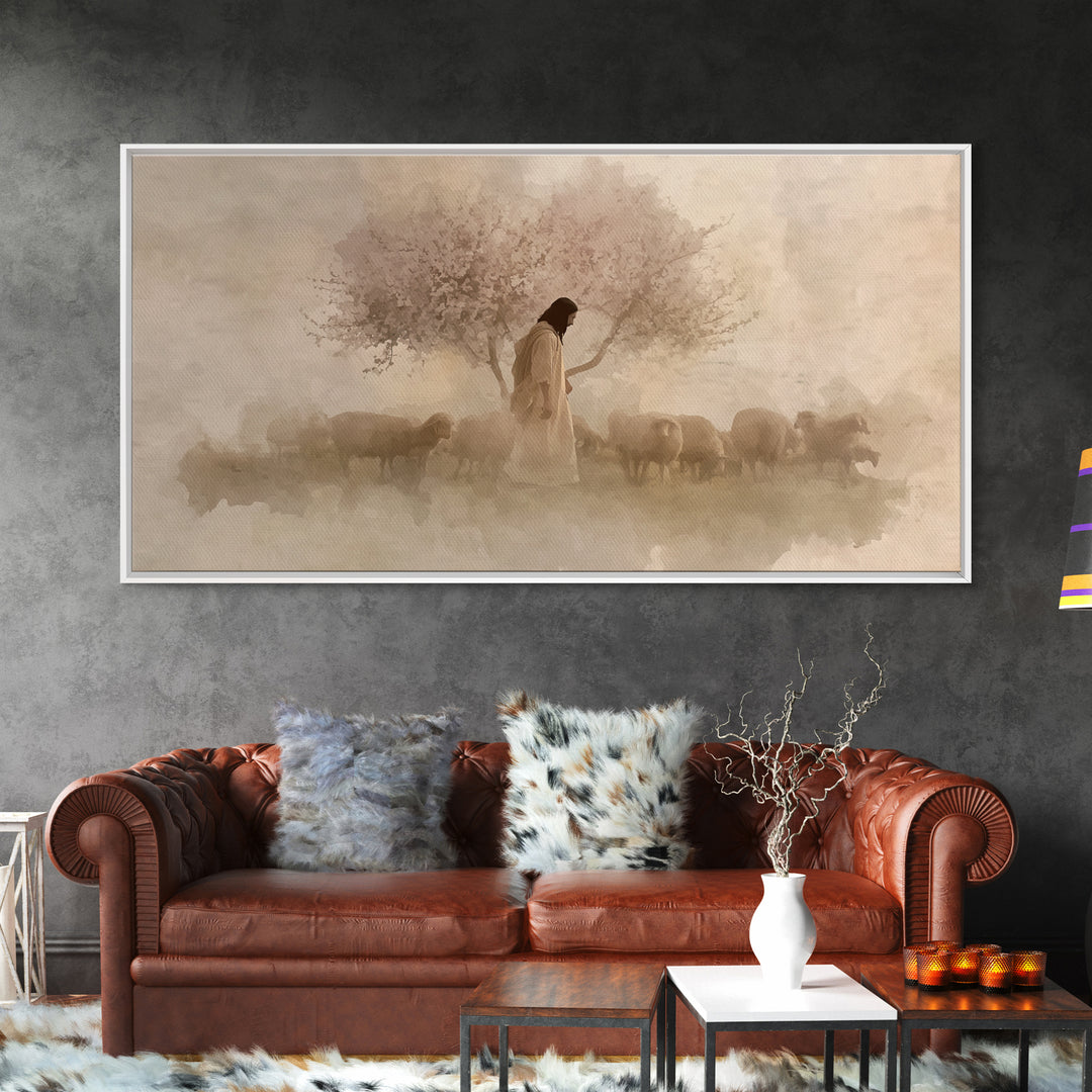 Gentle Shepherd – Framed Canvas Print – Christian Art Canvas – Jesus Painting – Christian Wall Art – Christian Art Print – Christian Christ