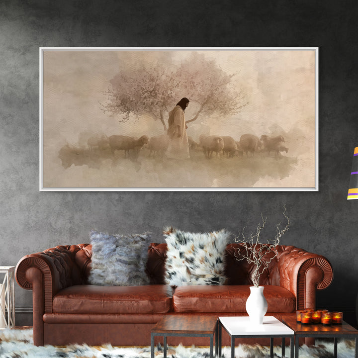 Gentle Shepherd – Framed Canvas Print – Christian Art Canvas – Jesus Painting – Christian Wall Art – Christian Art Print – Christian Christ