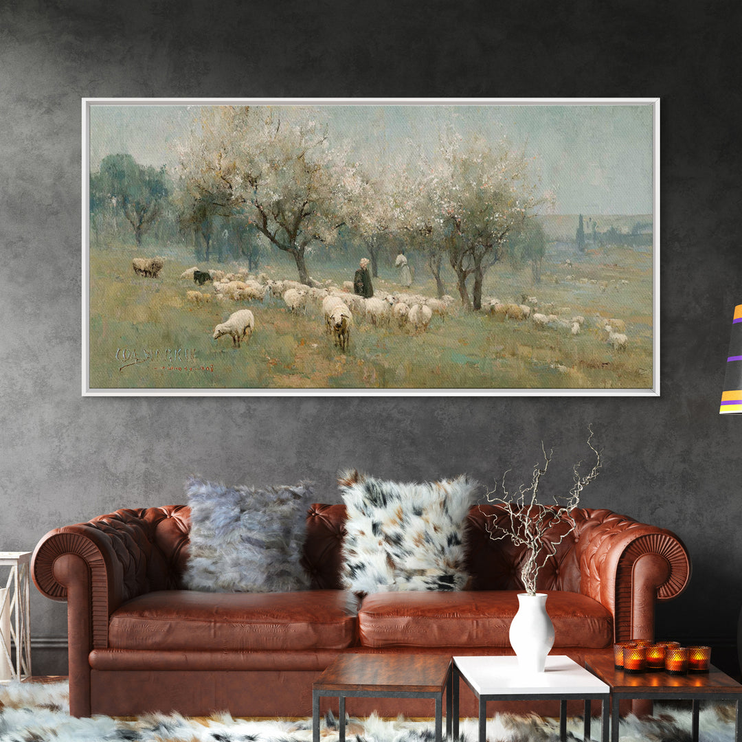 Spring Orchard Peace, Framed Canvas Print, Jesus Painting, Christian Wall Art, Christmas Art, Christian Art Canvas, Christian Decor