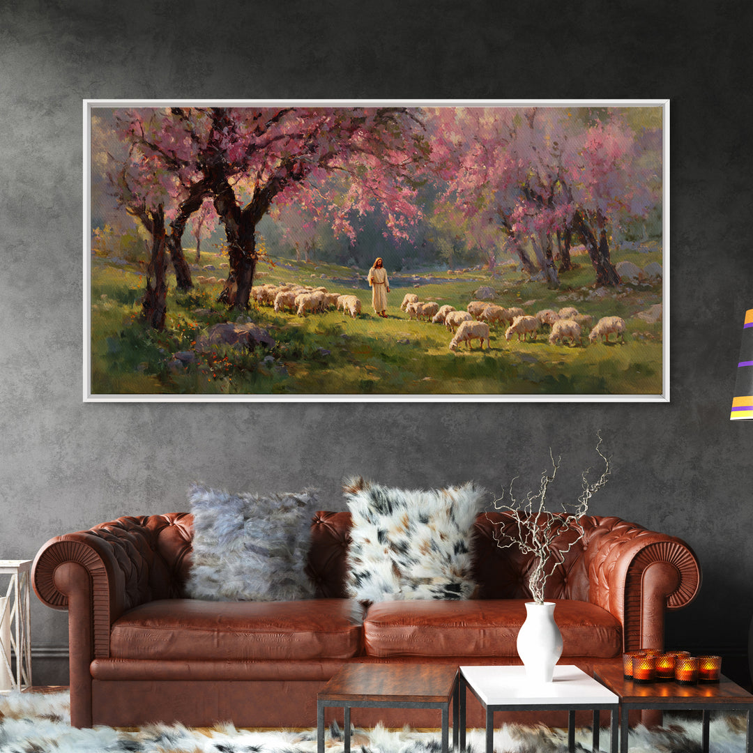 Pastoral Dawn Light | Framed Canvas Print | Christian Art Canvas | Christian Decor | Jesus Painting | Christmas Art | Christian Wall Art
