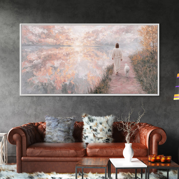 Guiding Shepherd Path – Framed Canvas Print – Christmas Art – Christian Decor – Christian Art Canvas – Jesus Painting – Christian Wall Art