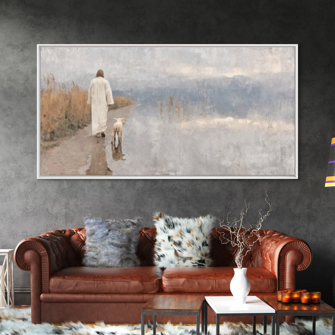 Silent Meadow Grace | Framed Canvas Print | Christian Decor | Christmas Art | Jesus Painting | Christian Art Canvas | Christian Wall Art