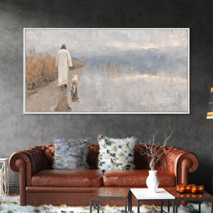 Silent Meadow Grace | Framed Canvas Print | Christian Decor | Christmas Art | Jesus Painting | Christian Art Canvas | Christian Wall Art