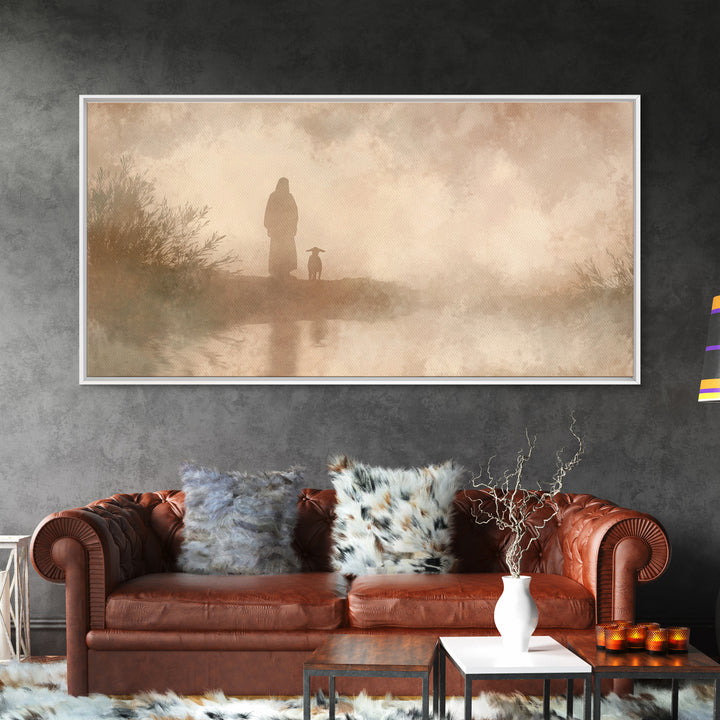 Heavenward Stroll – Framed Canvas Print – Christian Wall Art – Christian Art Canvas – Christian Decor – Christmas Art – Jesus Painting