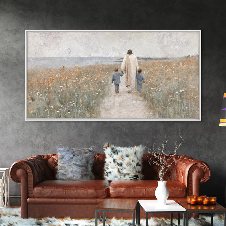 Field Of Gentle Light | Framed Canvas Print | Christian Decor | Jesus Painting | Christian Art Canvas | Christian Wall Art | Christian Art