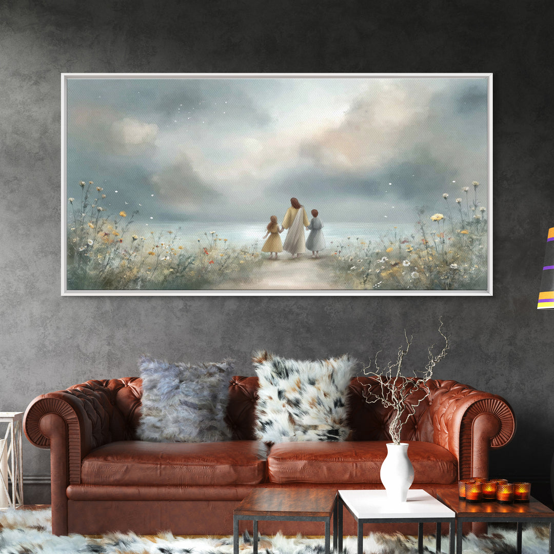 Distant Shore Peace – Framed Canvas Print – Christian Art Canvas – Christian Wall Art – Jesus Painting – Christian Decor – Christian Art