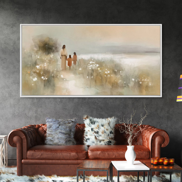 Golden Coast Promise – Framed Canvas Print – Christian Art – Jesus Painting – Christian Art Canvas – Christian Wall Art – Christian Decor