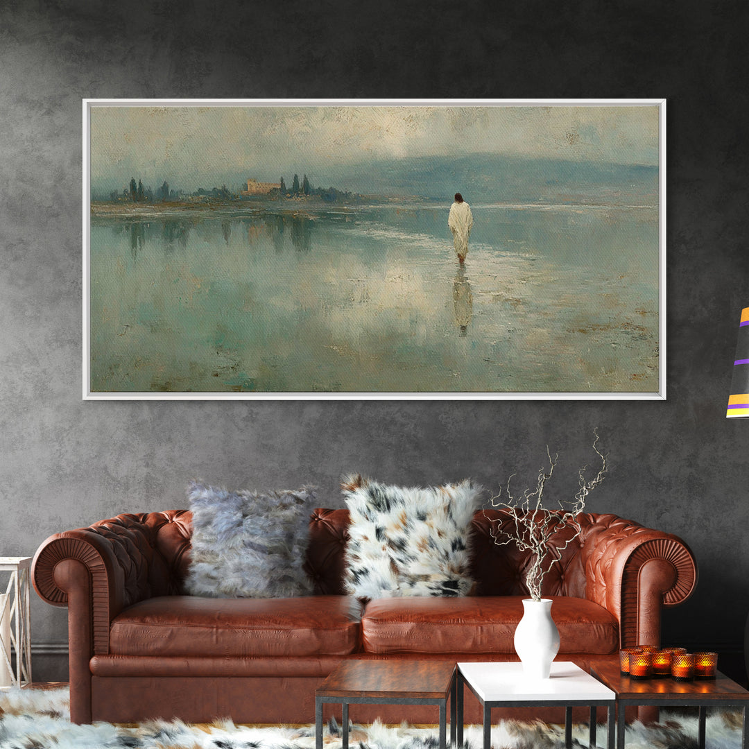 Silent Water Path, Framed Canvas Print, Christian Art Canvas, Jesus Painting, Christian Wall Art, Christian Gift Ideas, Christian Christmas