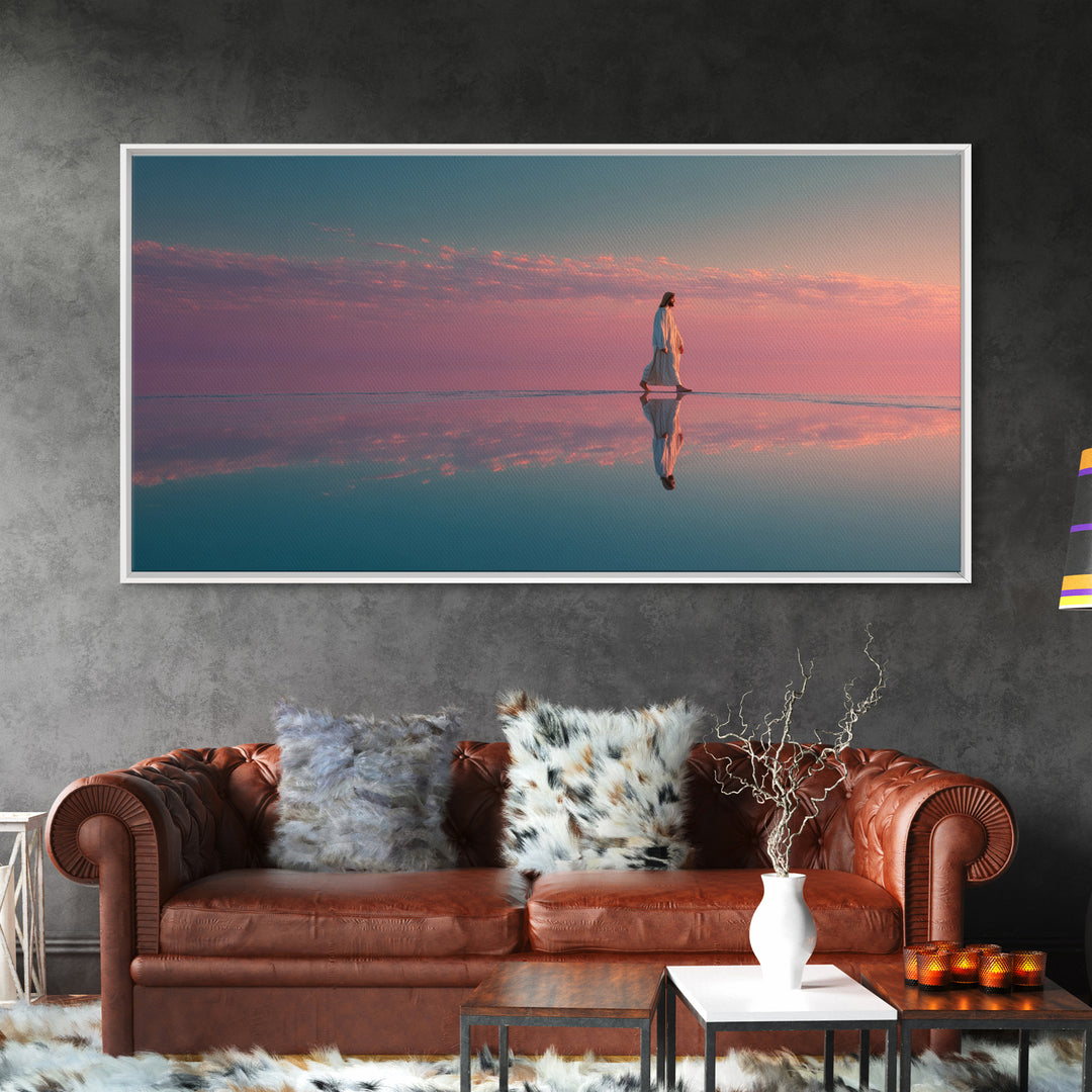 Blush Sky Promise, Framed Canvas Print, Christian Art Canvas, Christian Wall Art, Jesus Painting, Christian Christmas Art, Christian Gift I