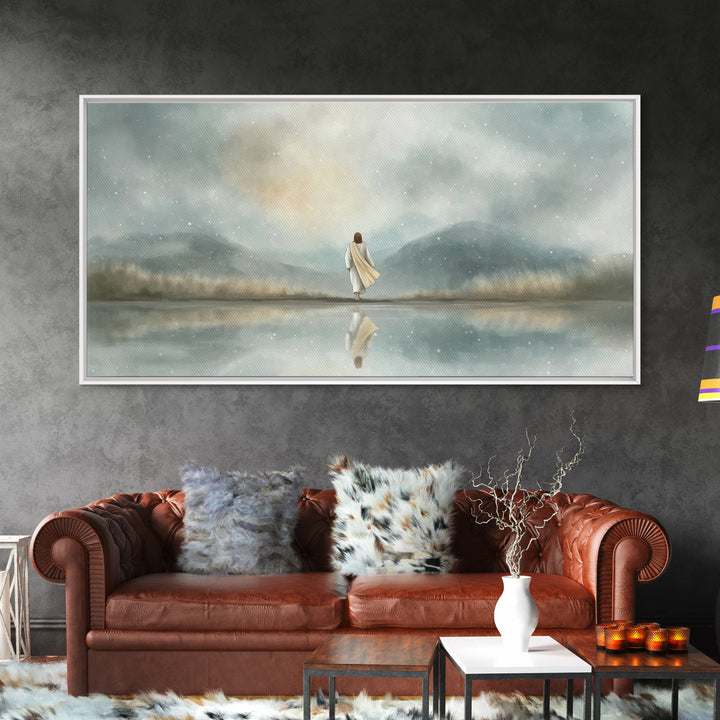 Snowlit Faith Path | Framed Canvas Print | Christian Wall Art | Christian Art Canvas | Jesus Painting | Christian Christmas Art | Christian