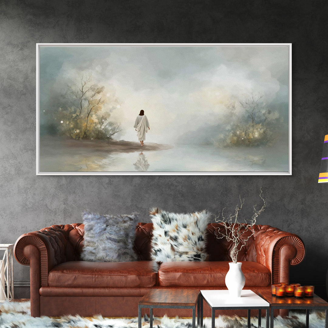 Sacred Still Waters – Framed Canvas Print – Christian Art Canvas – Jesus Painting – Christian Christmas Art – Christmas Art – Christian Wal