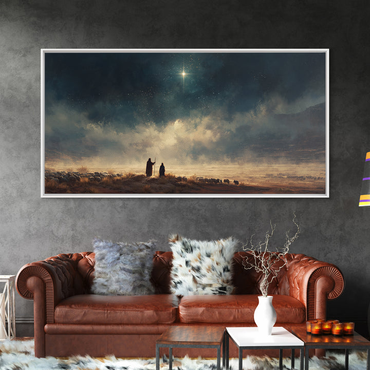 Star Over The Valley | Framed Canvas Print | Christian Wall Art | Christian Art Canvas | Christmas Art | Christian Christmas Art | Christia