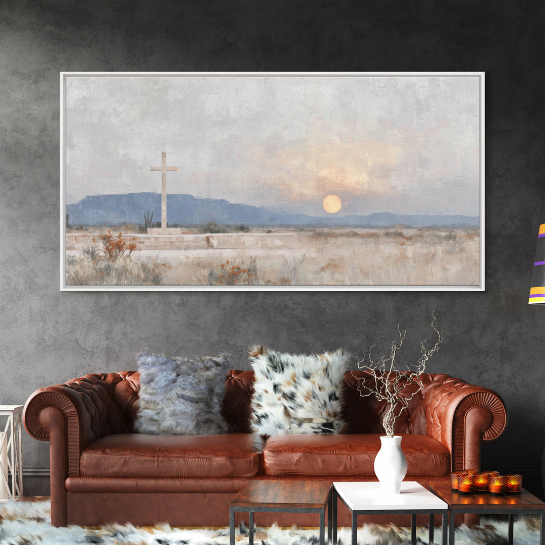 Cross Of The Horizon – Framed Canvas Print – Christian Wall Art – Christian Art Canvas – Christian Painting – Christian Decor – Christmas W