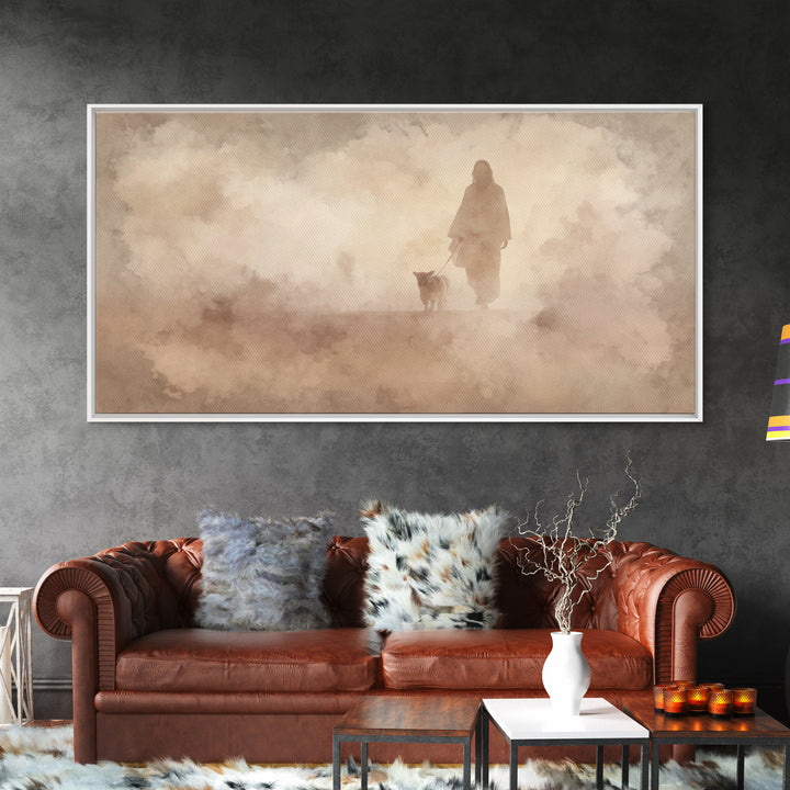 Shepherd And Lamb – Framed Canvas Print – Christmas Art – Jesus Painting – Christian Wall Art – Christian Art Canvas – Christian Christmas
